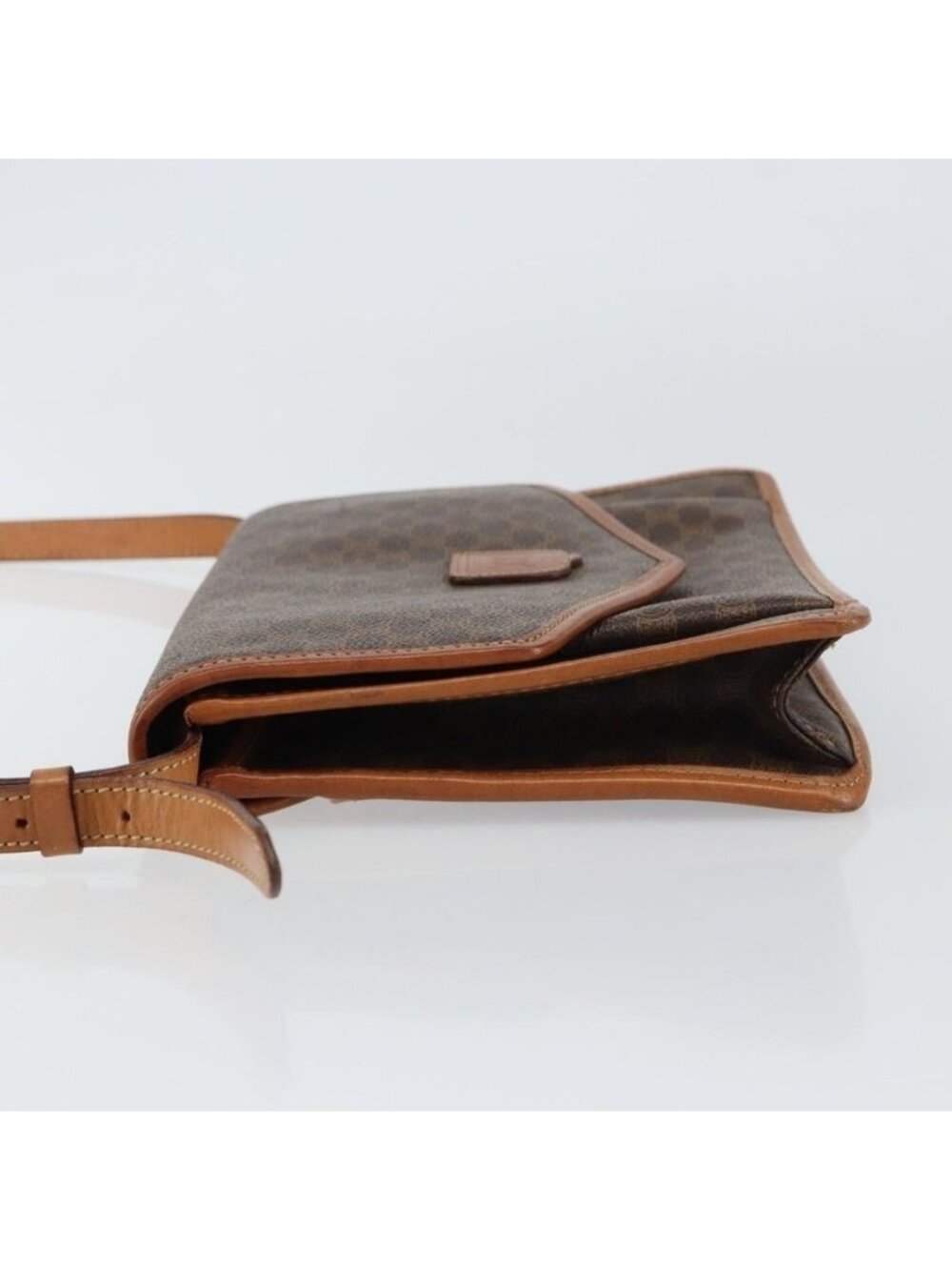 Authentic CELINE Macadam Canvas Shoulder Bag PVC Leather Brown Gold - Picture 11 of 16